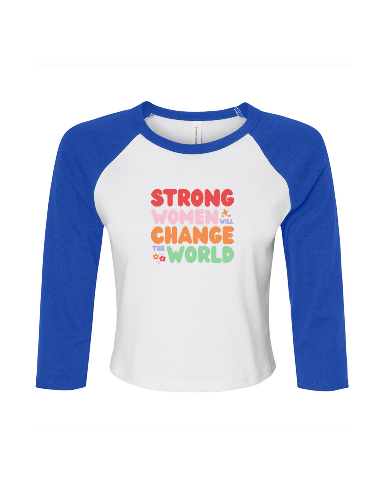 Strong Women Embroidered Micro Rib 3/4 Sleeve Tee