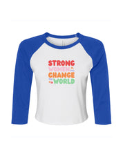Strong Women Embroidered Micro Rib 3/4 Sleeve Tee