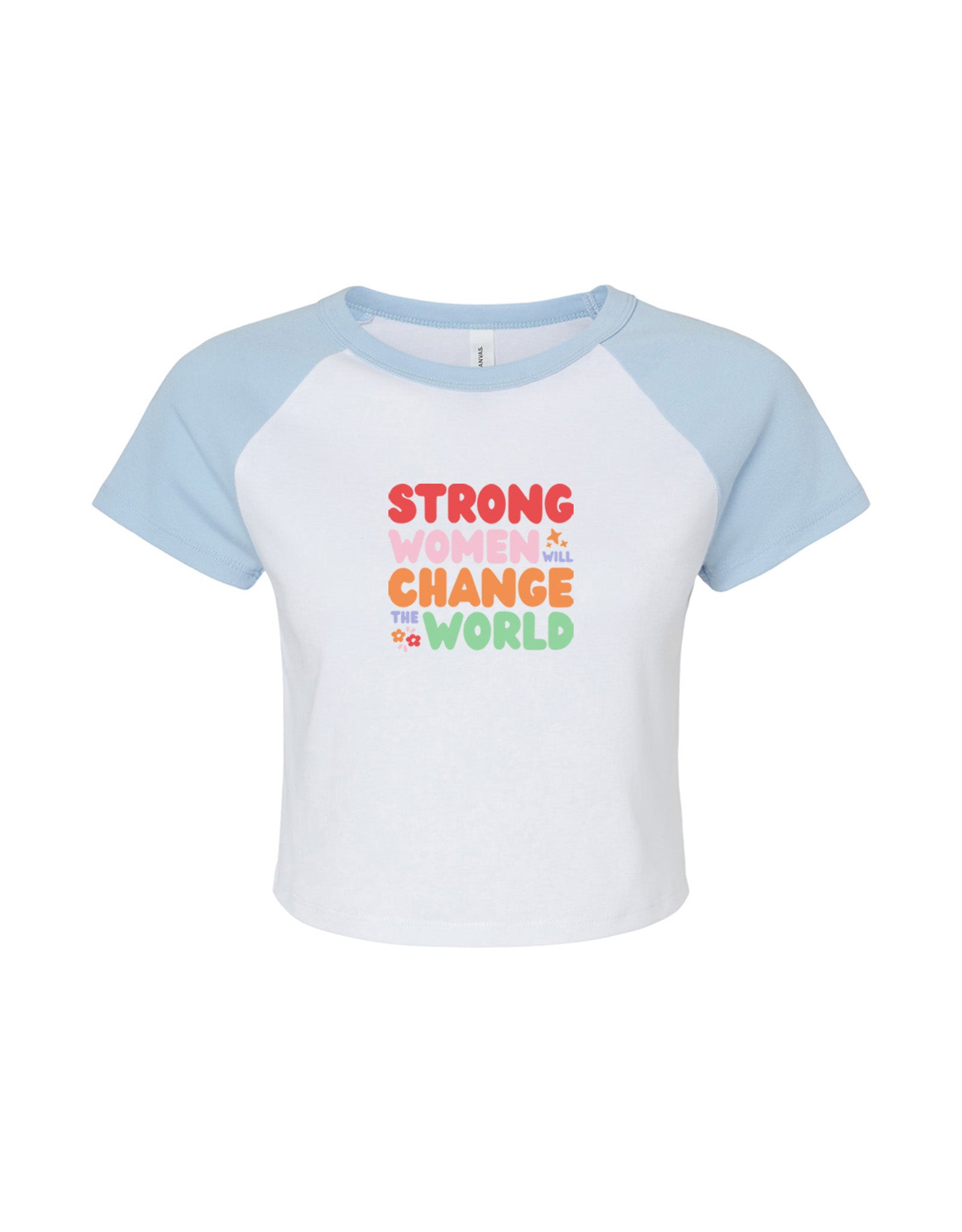 Strong Women Embroidered Micro Rib Raglan Baby Tee