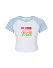 Strong Women Embroidered Micro Rib Raglan Baby Tee
