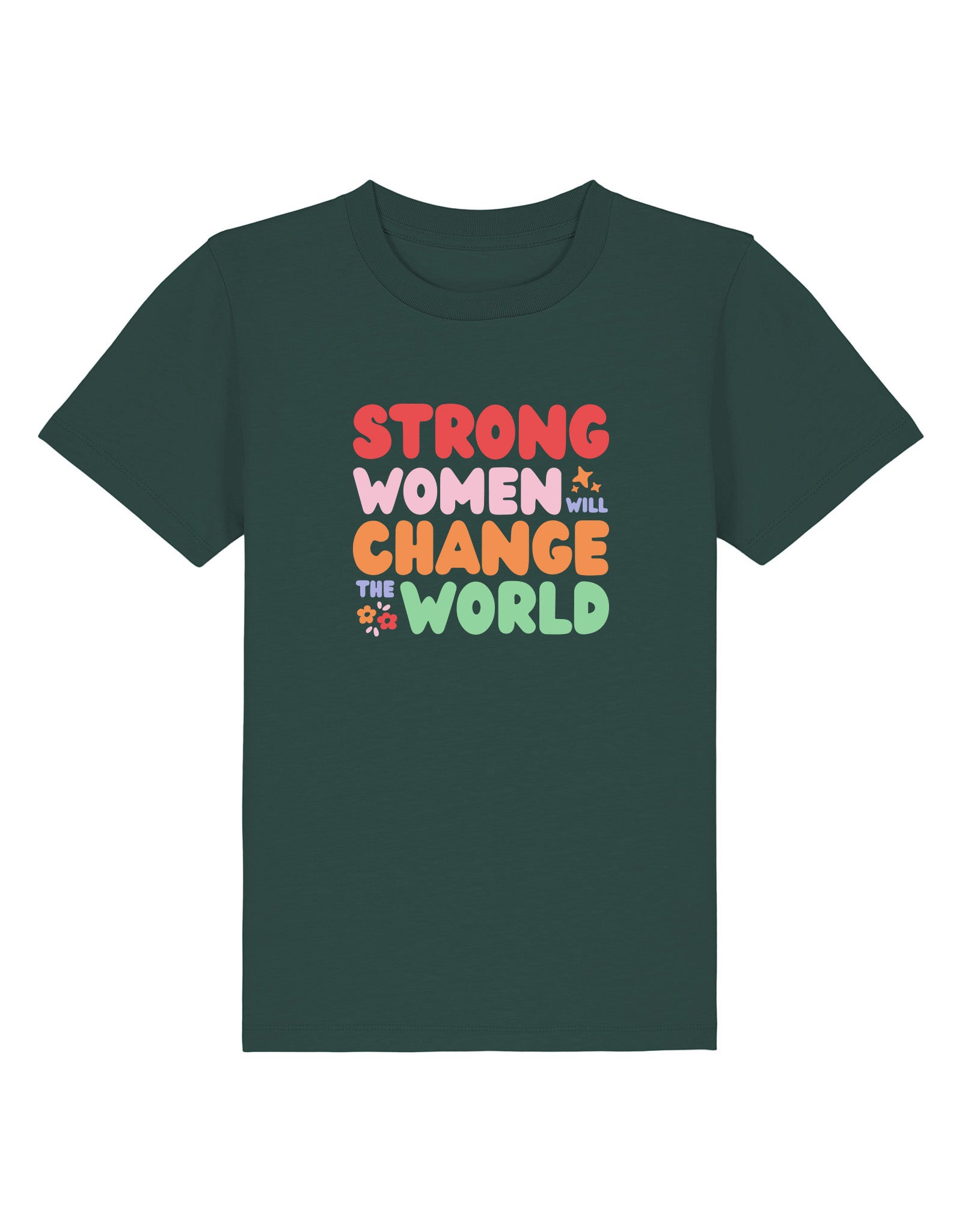Strong Women Embroidered Organic Cotton Childrens T-Shirt