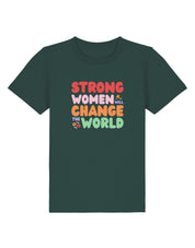 Strong Women Embroidered Organic Cotton Childrens T-Shirt