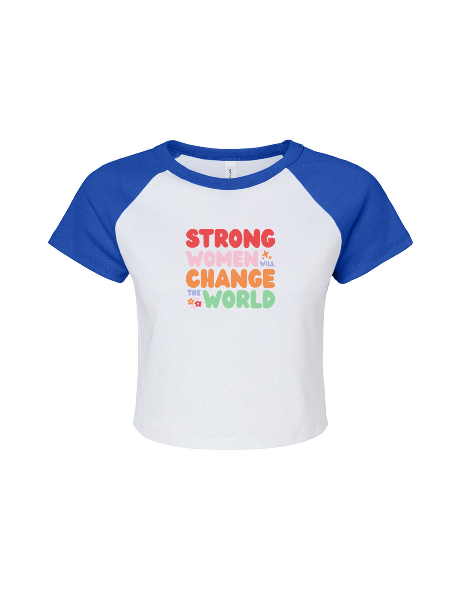 Strong Women Embroidered Micro Rib Raglan Baby Tee