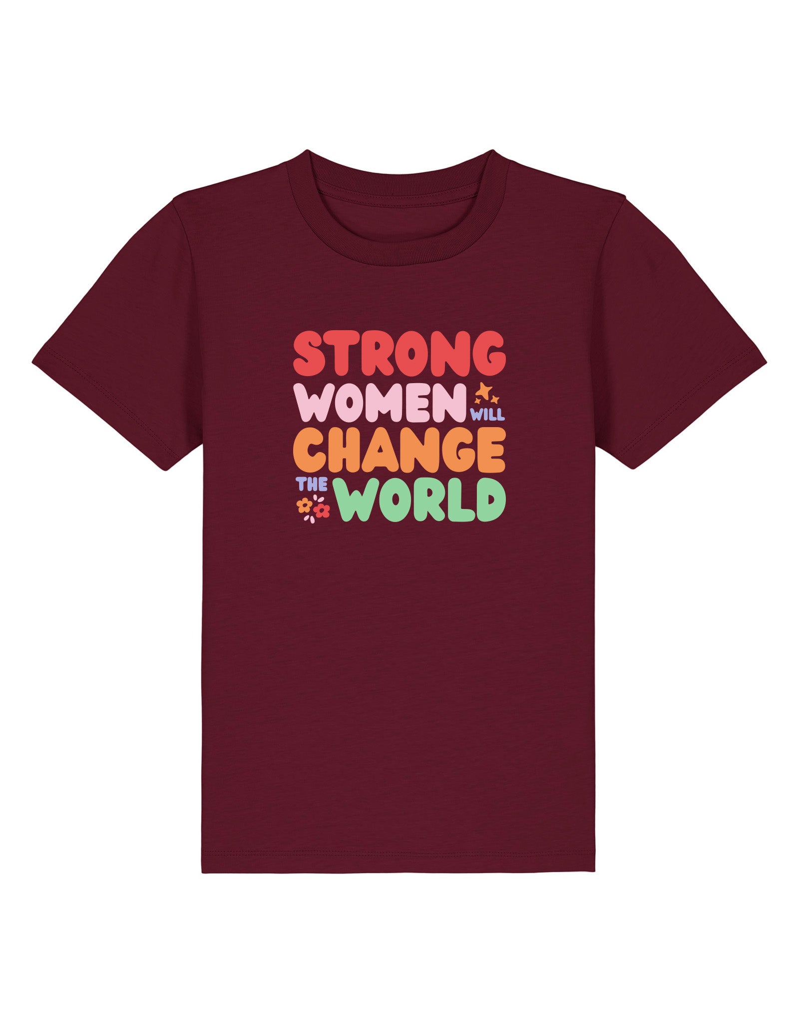 Strong Women Embroidered Organic Cotton Childrens T-Shirt