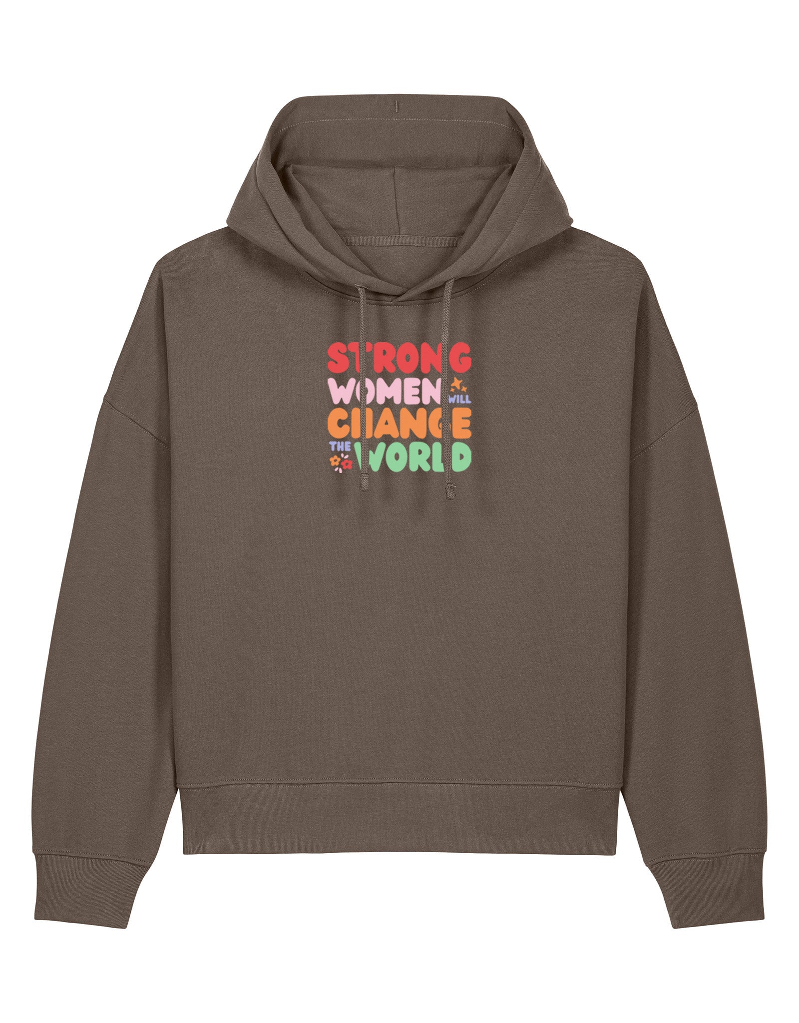 Strong Women Embroidered Boxy Organic Cotton Hoodie