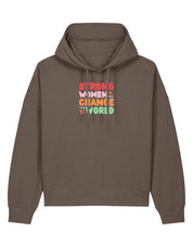 Strong Women Embroidered Boxy Organic Cotton Hoodie