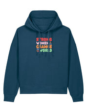 Strong Women Embroidered Boxy Organic Cotton Hoodie