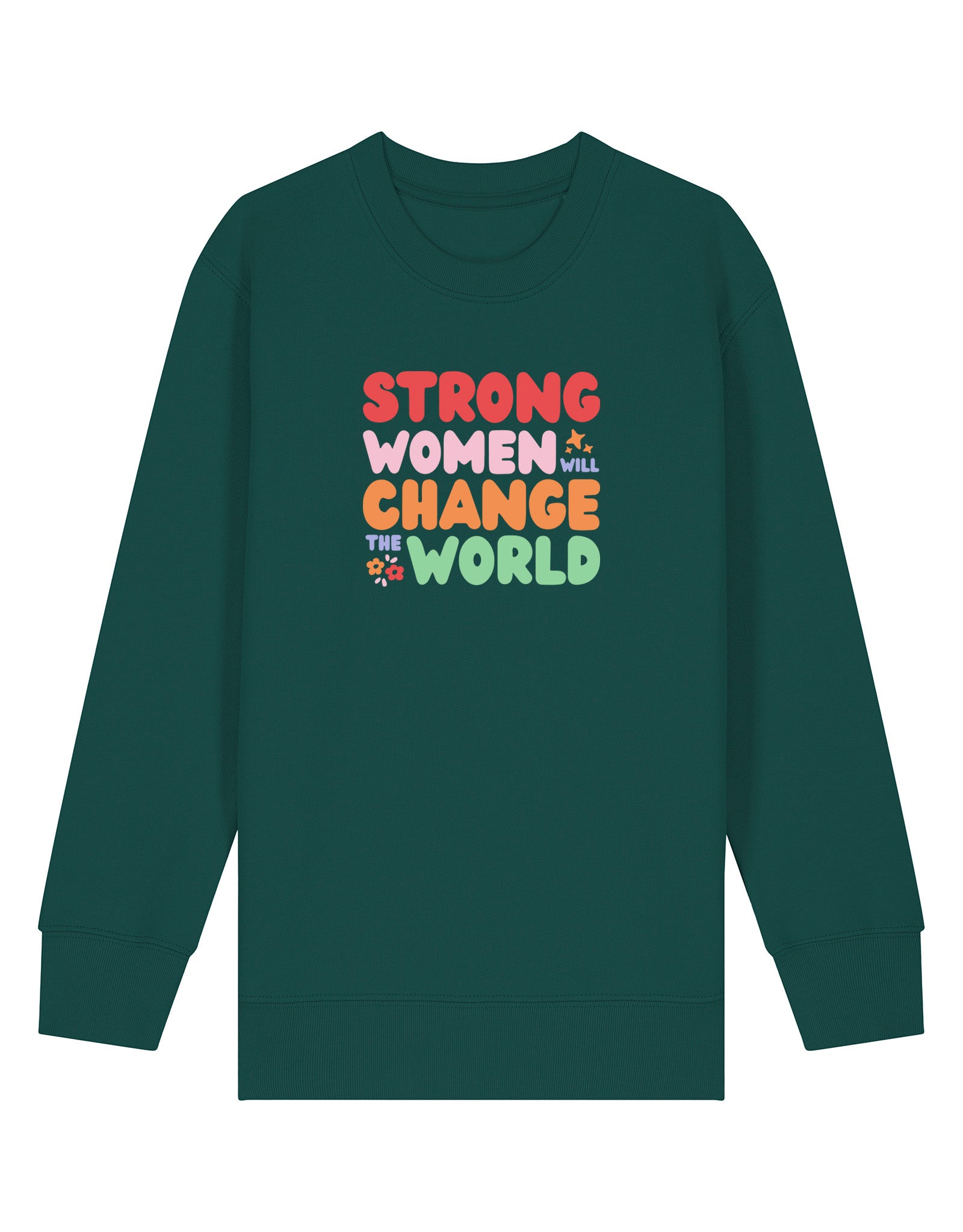 Strong Women Embroidered Organic Cotton Childrens Sweatshirt