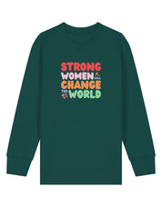 Strong Women Embroidered Organic Cotton Childrens Sweatshirt