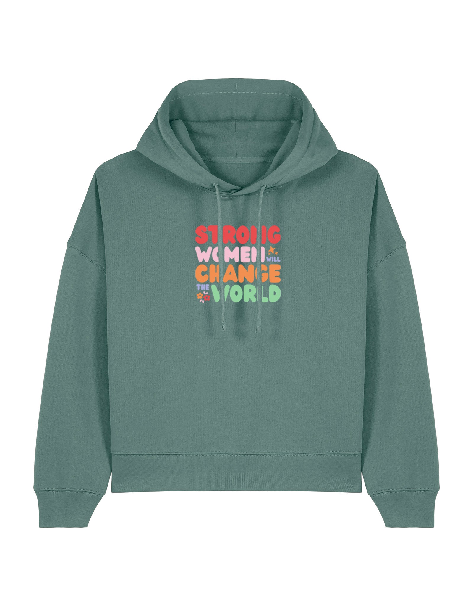 Strong Women Embroidered Boxy Organic Cotton Hoodie