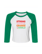 Strong Women Embroidered Micro Rib 3/4 Sleeve Tee