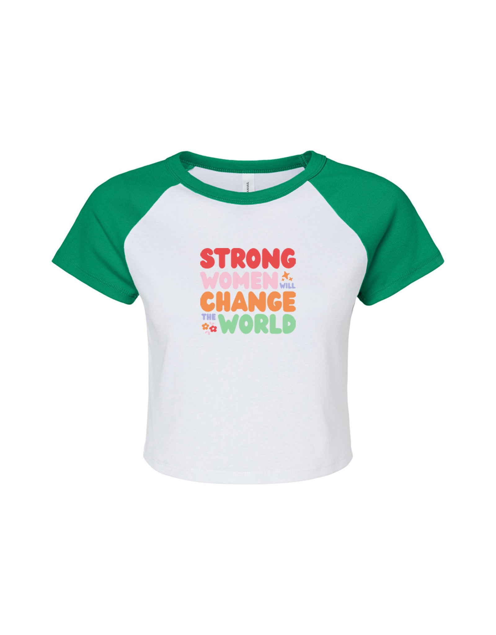 Strong Women Embroidered Micro Rib Raglan Baby Tee