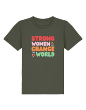 Strong Women Embroidered Organic Cotton Childrens T-Shirt