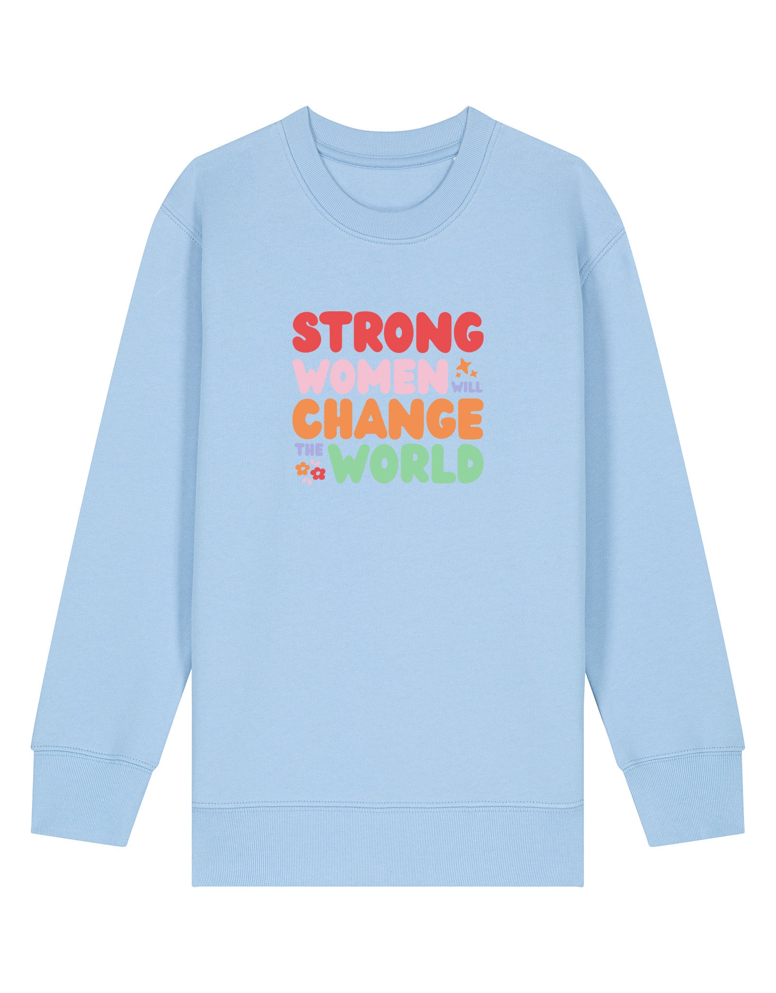 Strong Women Embroidered Organic Cotton Childrens Sweatshirt
