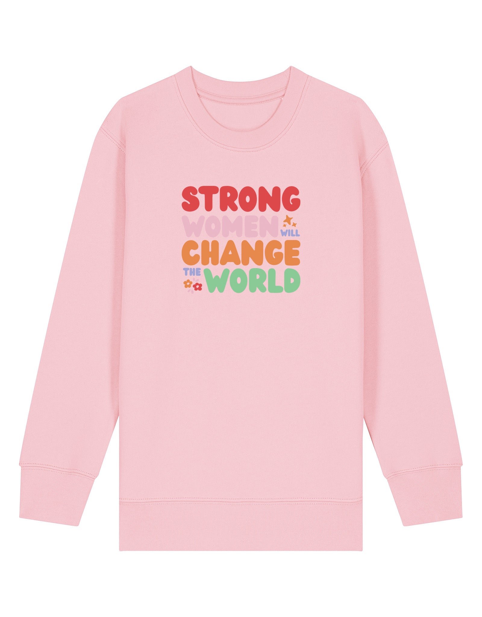 Strong Women Embroidered Organic Cotton Childrens Sweatshirt
