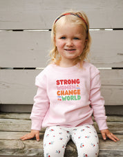 Strong Women Embroidered Organic Cotton Childrens Sweatshirt