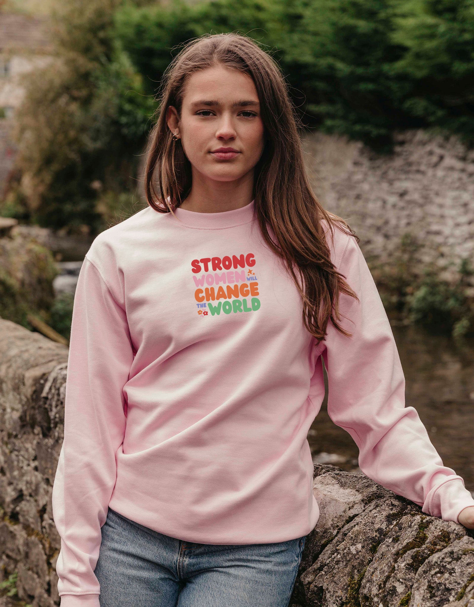 Strong Women Embroidered Organic Cotton Sweatshirt