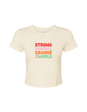 Strong Women Embroidered Micro Rib Baby Tee