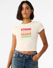 Strong Women Embroidered Micro Rib Baby Tee