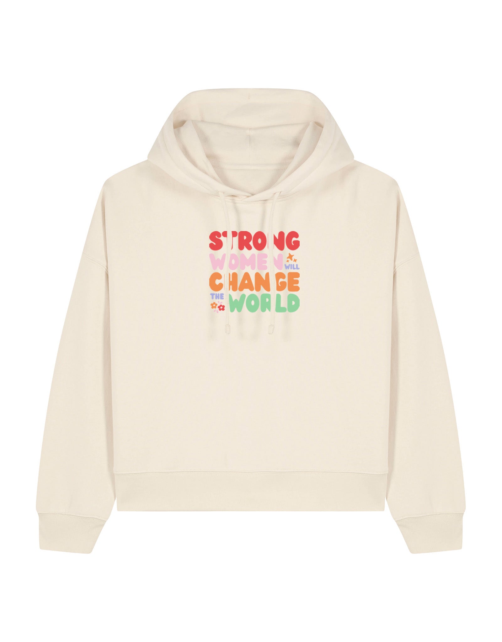 Strong Women Embroidered Boxy Organic Cotton Hoodie