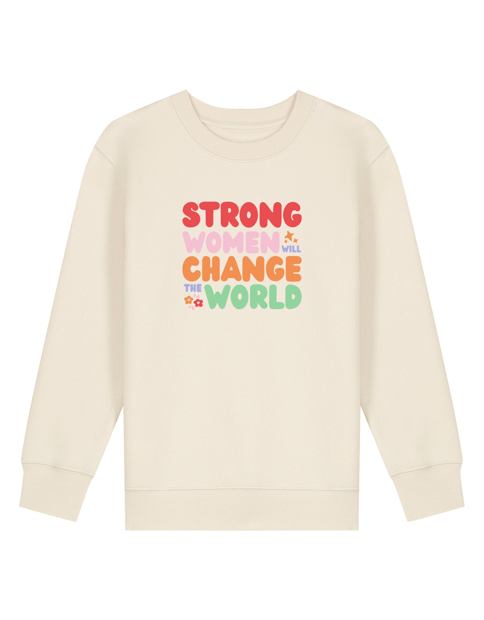 Strong Women Embroidered Organic Cotton Childrens Sweatshirt