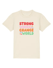 Strong Women Embroidered Organic Cotton Childrens T-Shirt