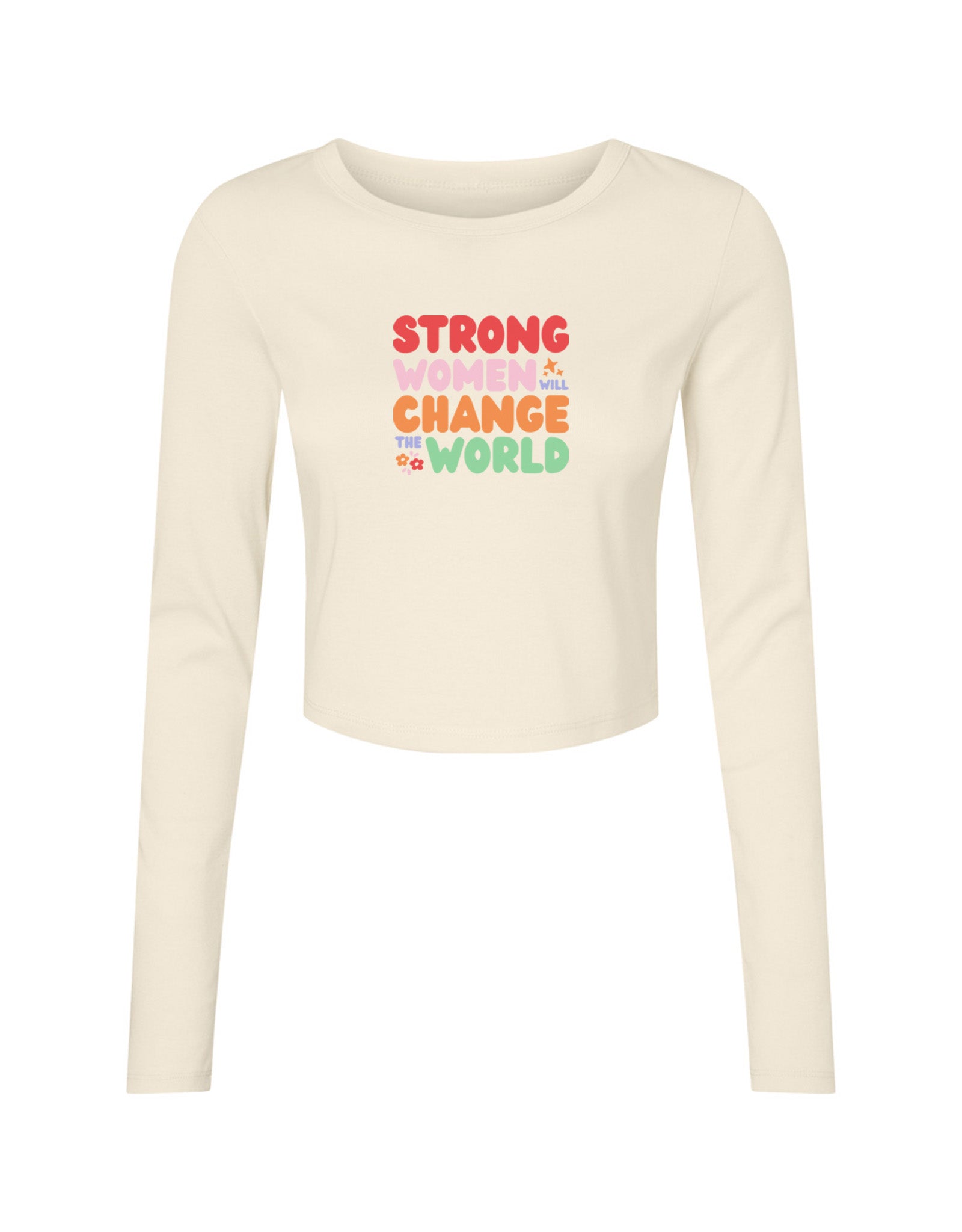 Strong Women Embroidered Micro Rib Long Sleeved Tee