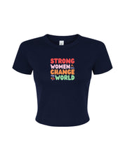 Strong Women Embroidered Micro Rib Baby Tee