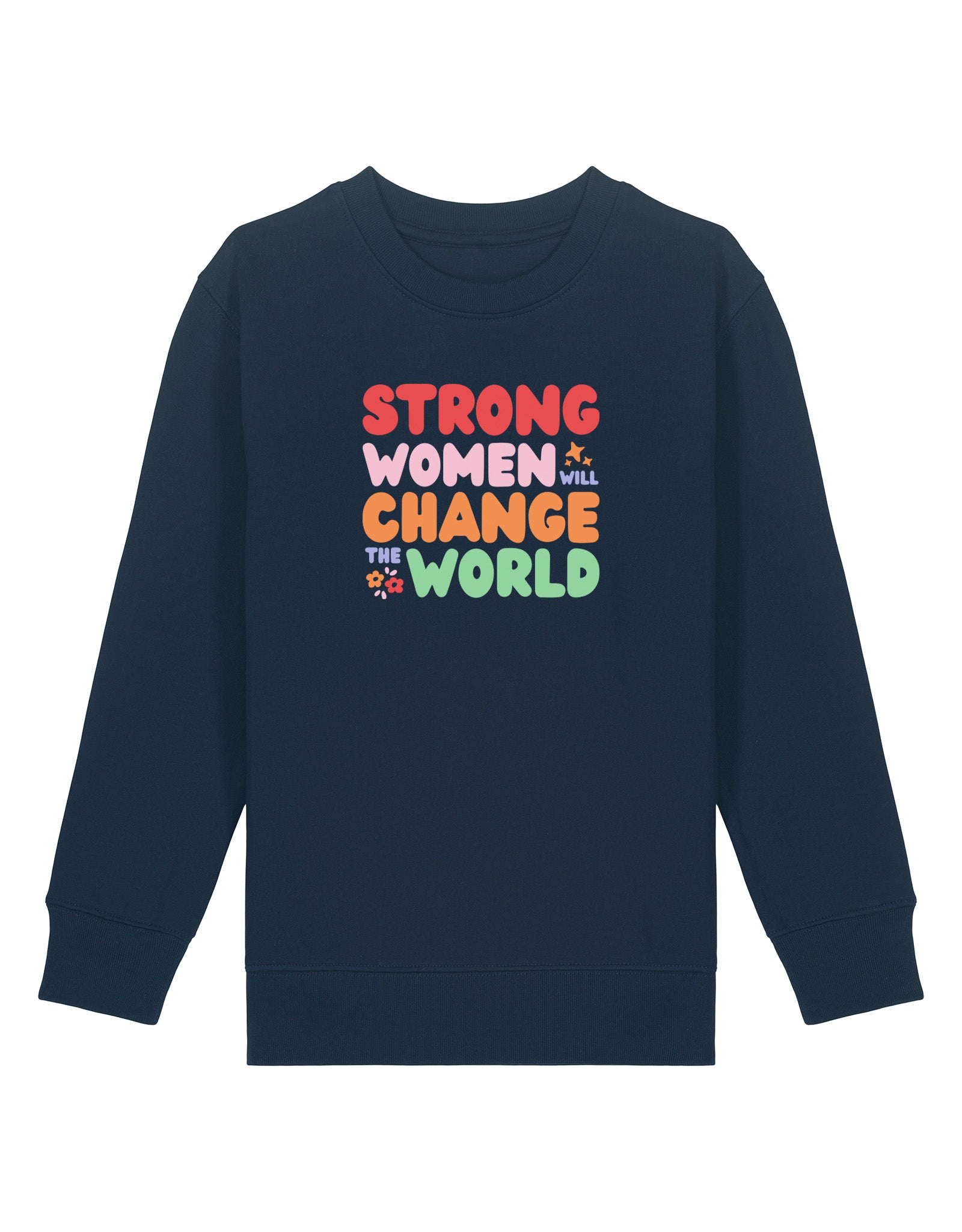 Strong Women Embroidered Organic Cotton Childrens Sweatshirt
