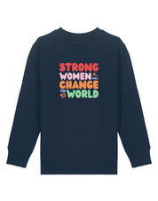 Strong Women Embroidered Organic Cotton Childrens Sweatshirt