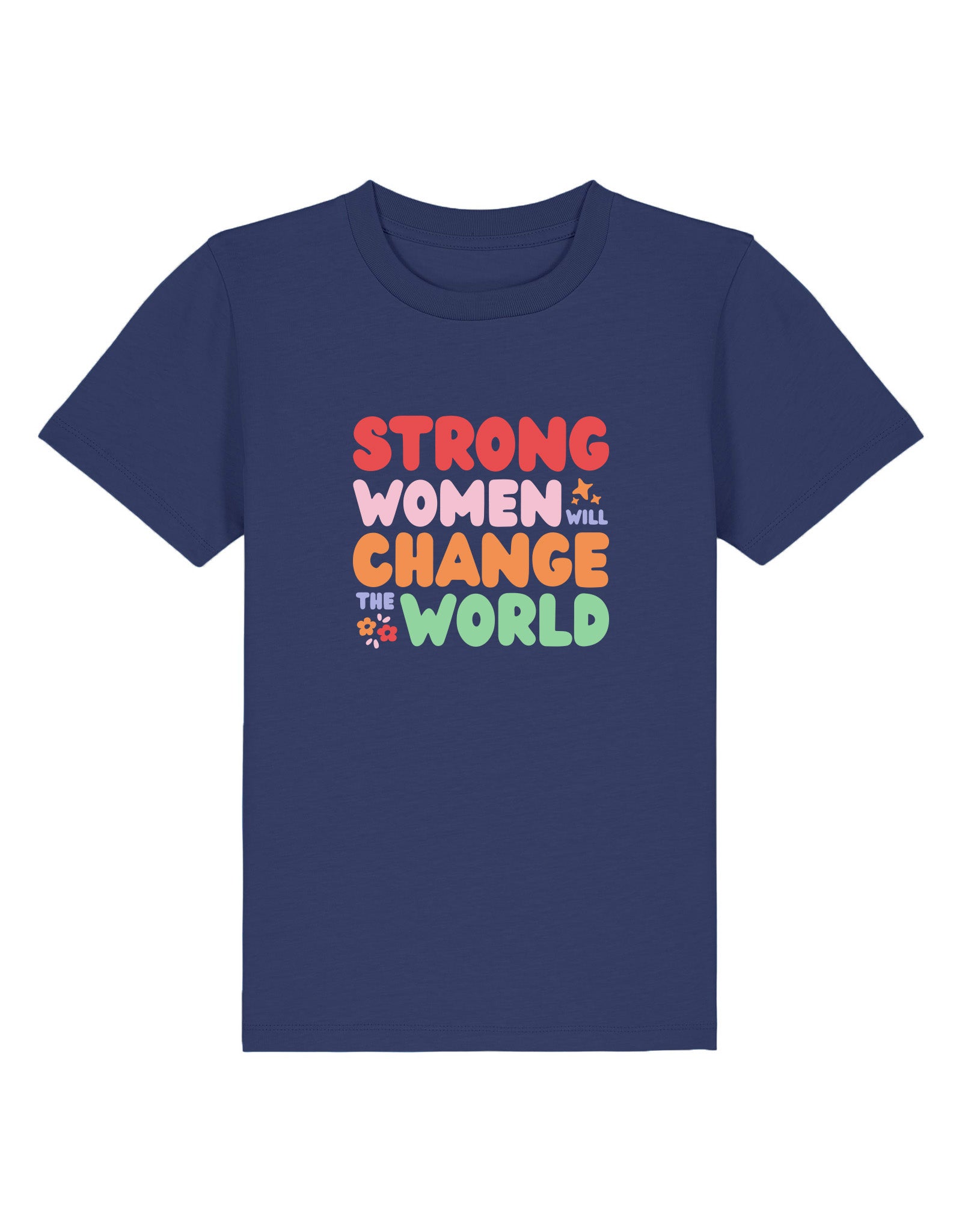Strong Women Embroidered Organic Cotton Childrens T-Shirt
