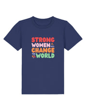 Strong Women Embroidered Organic Cotton Childrens T-Shirt