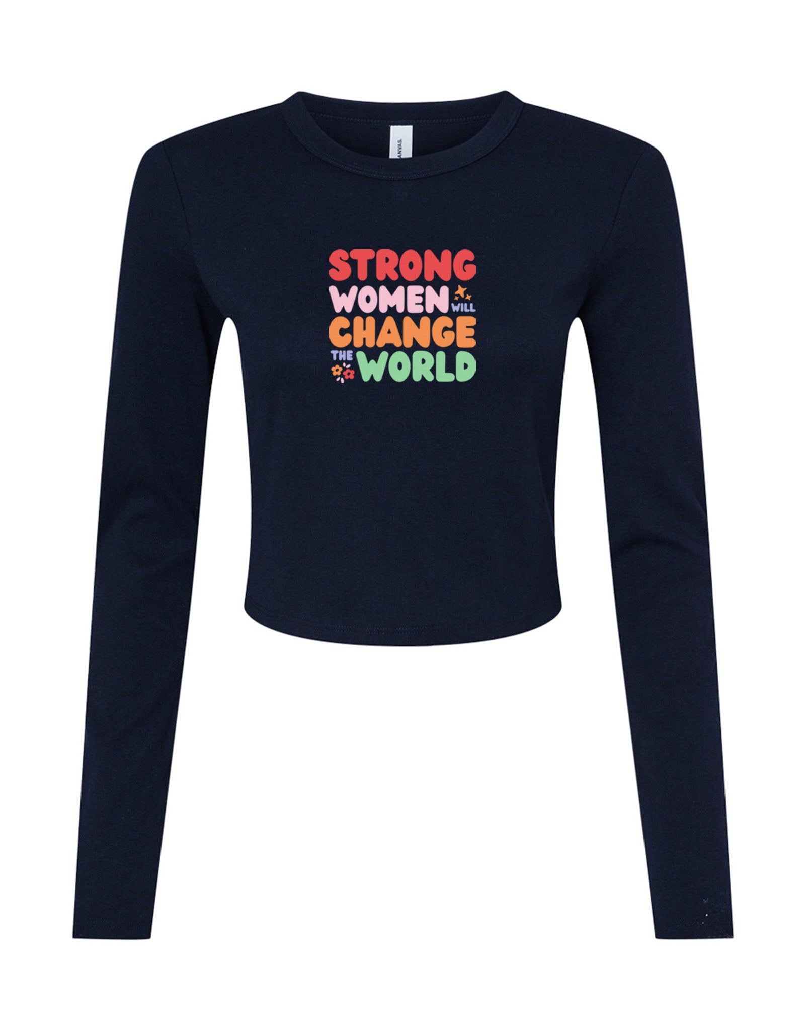 Strong Women Embroidered Micro Rib Long Sleeved Tee