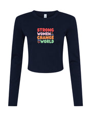 Strong Women Embroidered Micro Rib Long Sleeved Tee