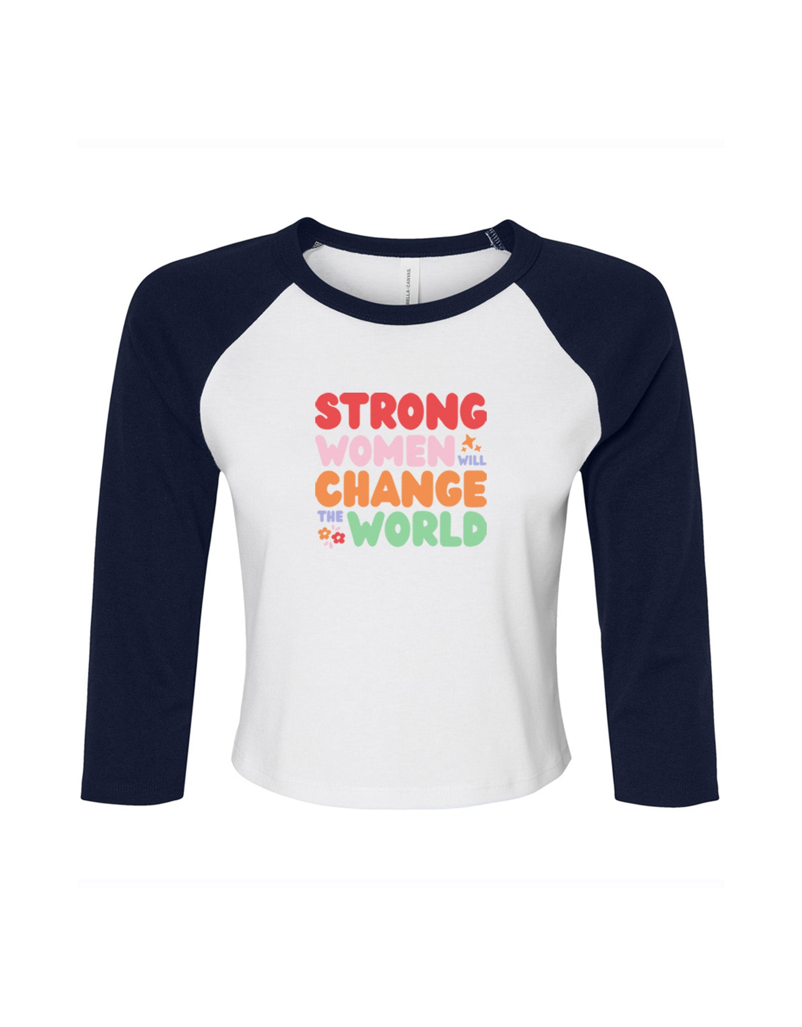 Strong Women Embroidered Micro Rib 3/4 Sleeve Tee