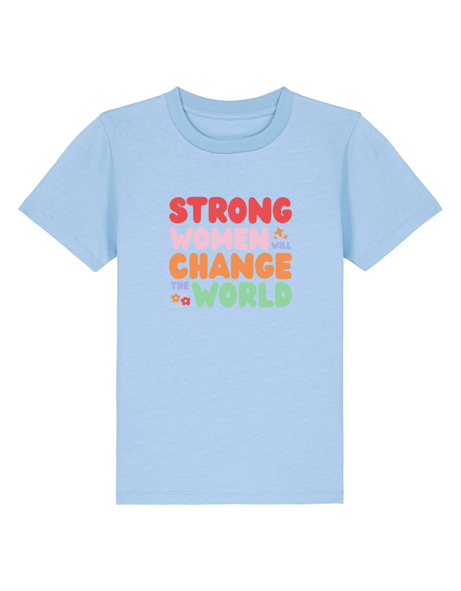 Strong Women Embroidered Organic Cotton Childrens T-Shirt