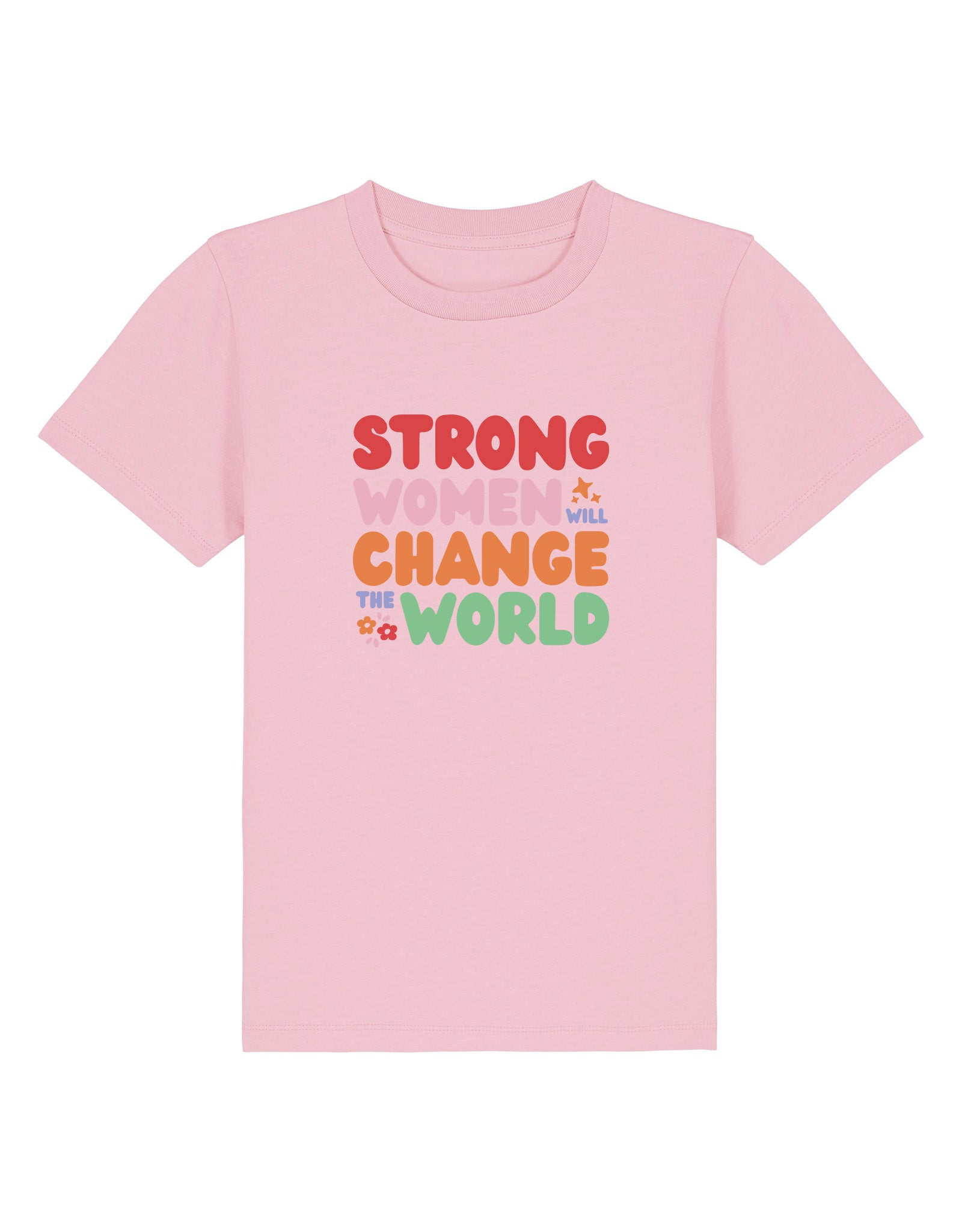 Strong Women Embroidered Organic Cotton Childrens T-Shirt