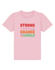 Strong Women Embroidered Organic Cotton Childrens T-Shirt