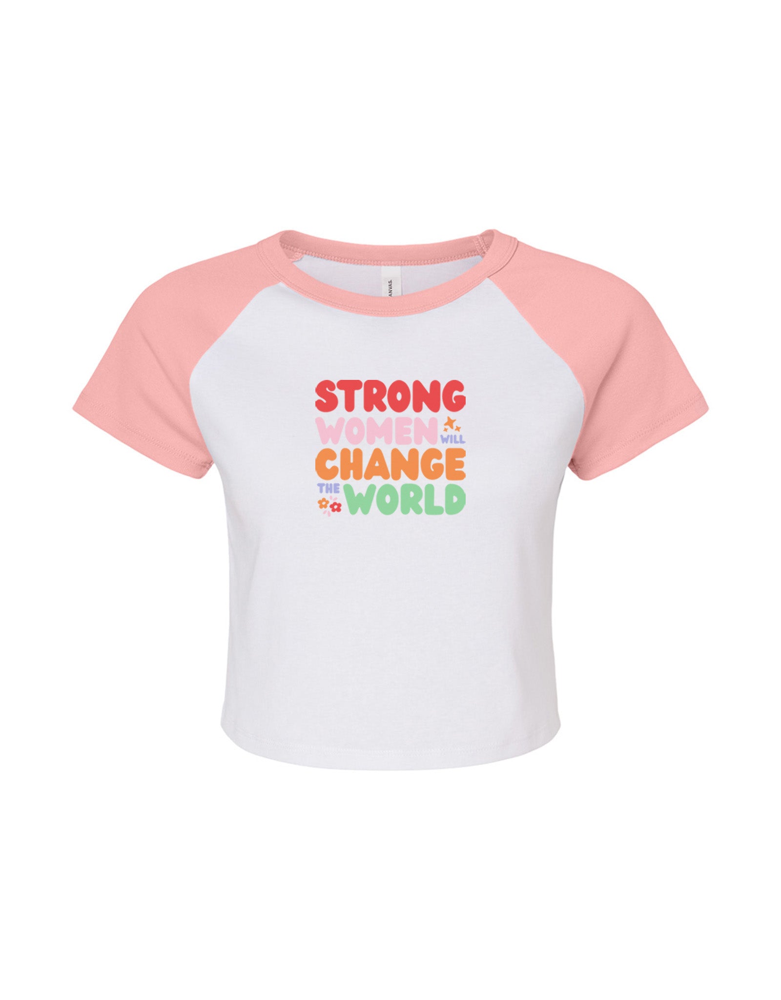 Strong Women Embroidered Micro Rib Raglan Baby Tee