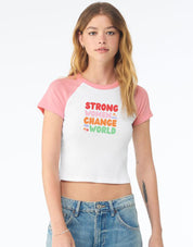 Strong Women Embroidered Micro Rib Raglan Baby Tee