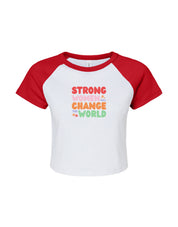 Strong Women Embroidered Micro Rib Raglan Baby Tee