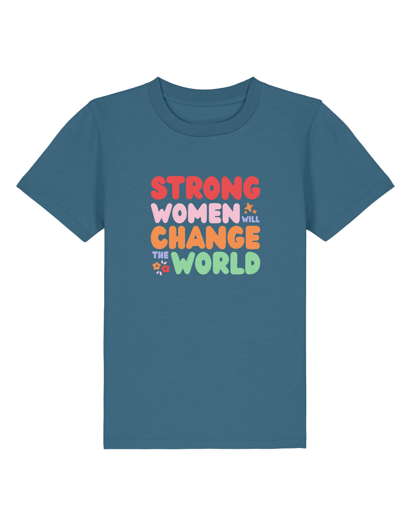 Strong Women Embroidered Organic Cotton Childrens T-Shirt