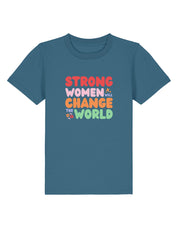 Strong Women Embroidered Organic Cotton Childrens T-Shirt