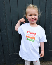 Strong Women Embroidered Organic Cotton Childrens T-Shirt