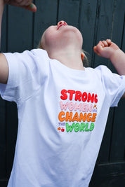 Strong Women Embroidered Organic Cotton Childrens T-Shirt
