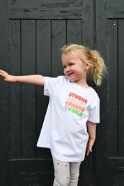 Strong Women Embroidered Organic Cotton Childrens T-Shirt