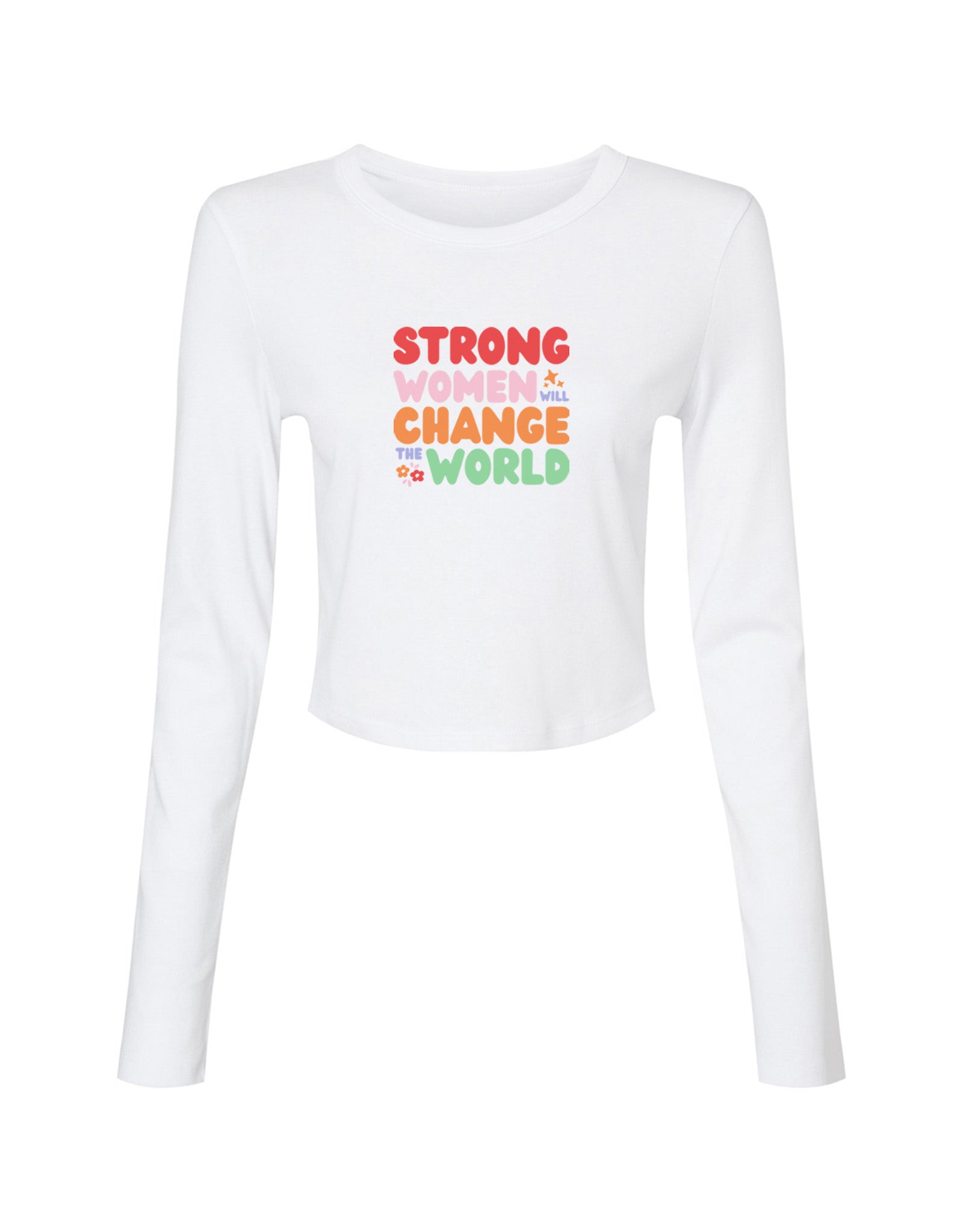 Strong Women Embroidered Micro Rib Long Sleeved Tee