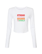 Strong Women Embroidered Micro Rib Long Sleeved Tee