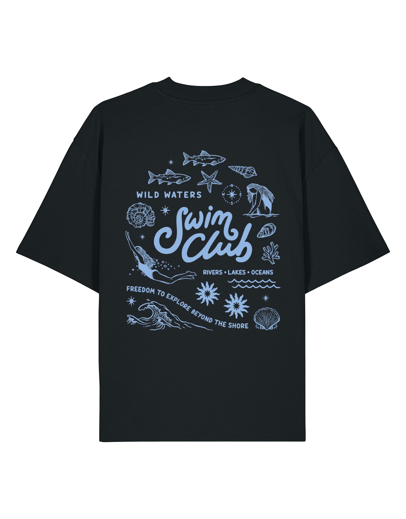 Swim Club Printed Oversized Organic Cotton T-Shirt