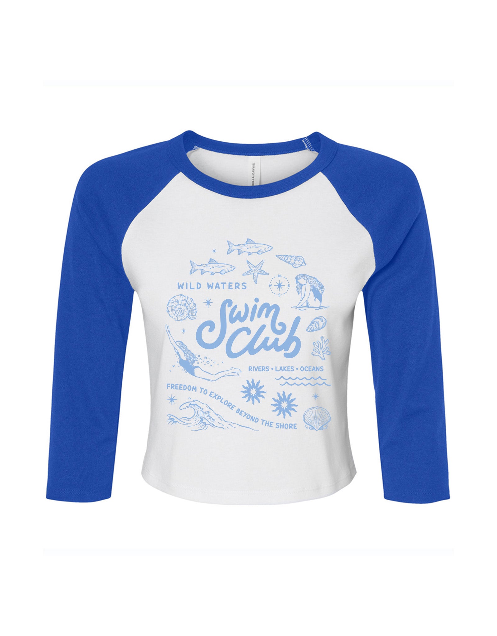 Swim Club Printed Micro Rib 3/4 Sleeve Tee